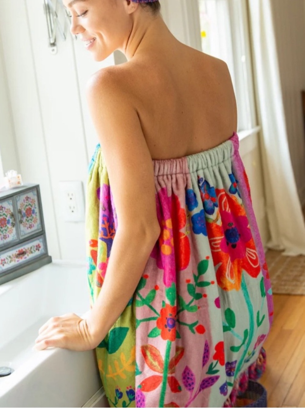 Natural Life Shower Body Towel Wrap - Flowers Small / Medium - Picture 3 of 3